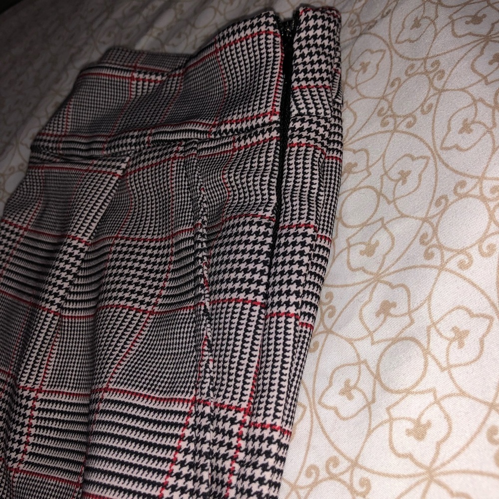 Red, White and black plaid pants